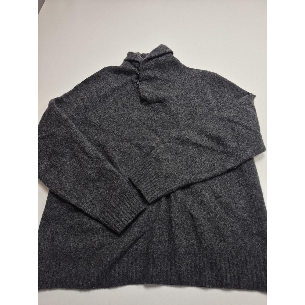 Polo Ralph Lauren Sweater Mens XL Gray Wool Cashmere Mock Neck Button Pullover